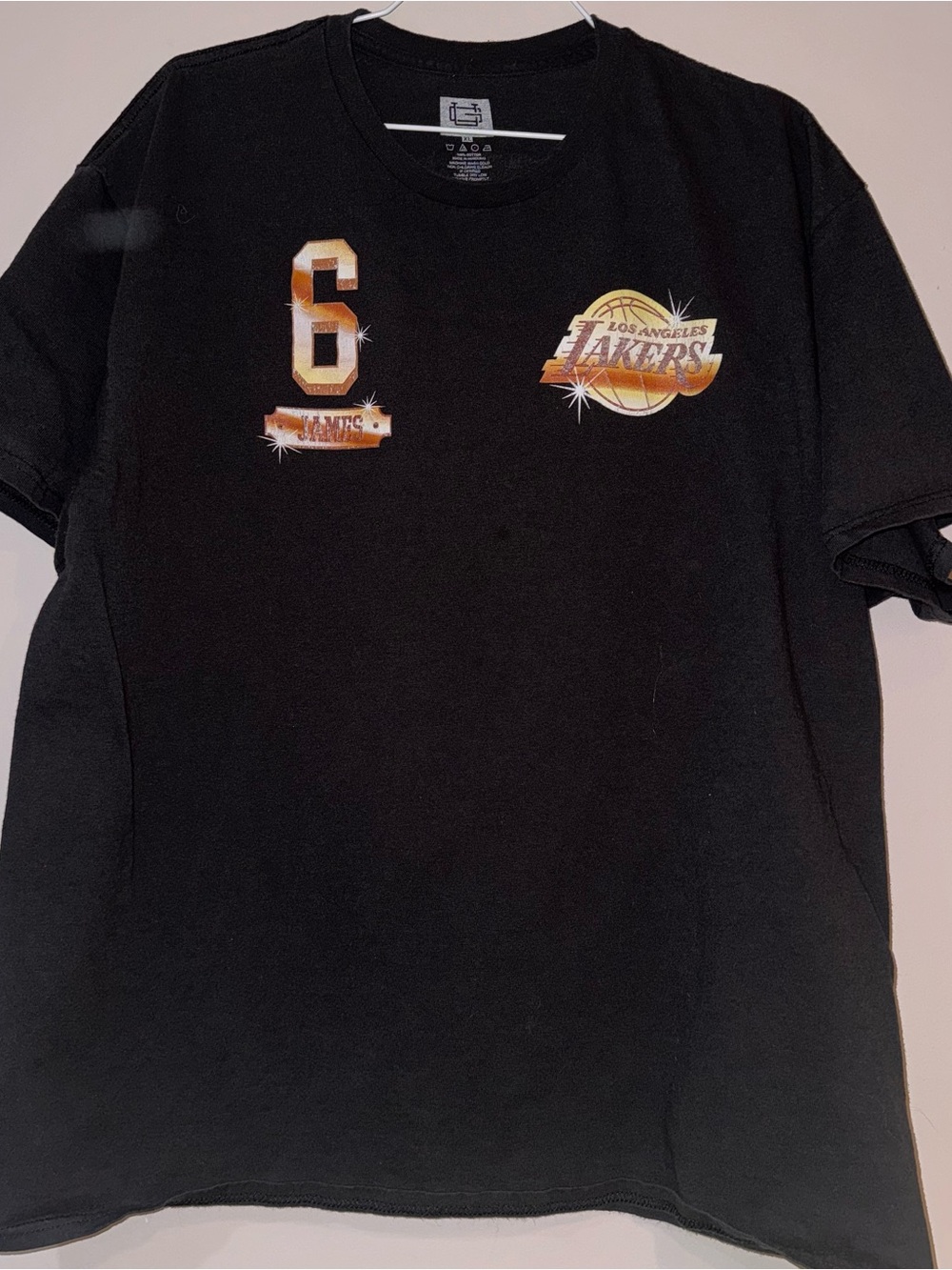 Los Angeles Lakers x LeBron James Black Graphic Tee with Gold Accents